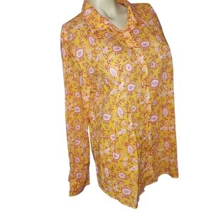 Gorgeous orange talbots Womens Top Size XL button down Long sleeve lightweight